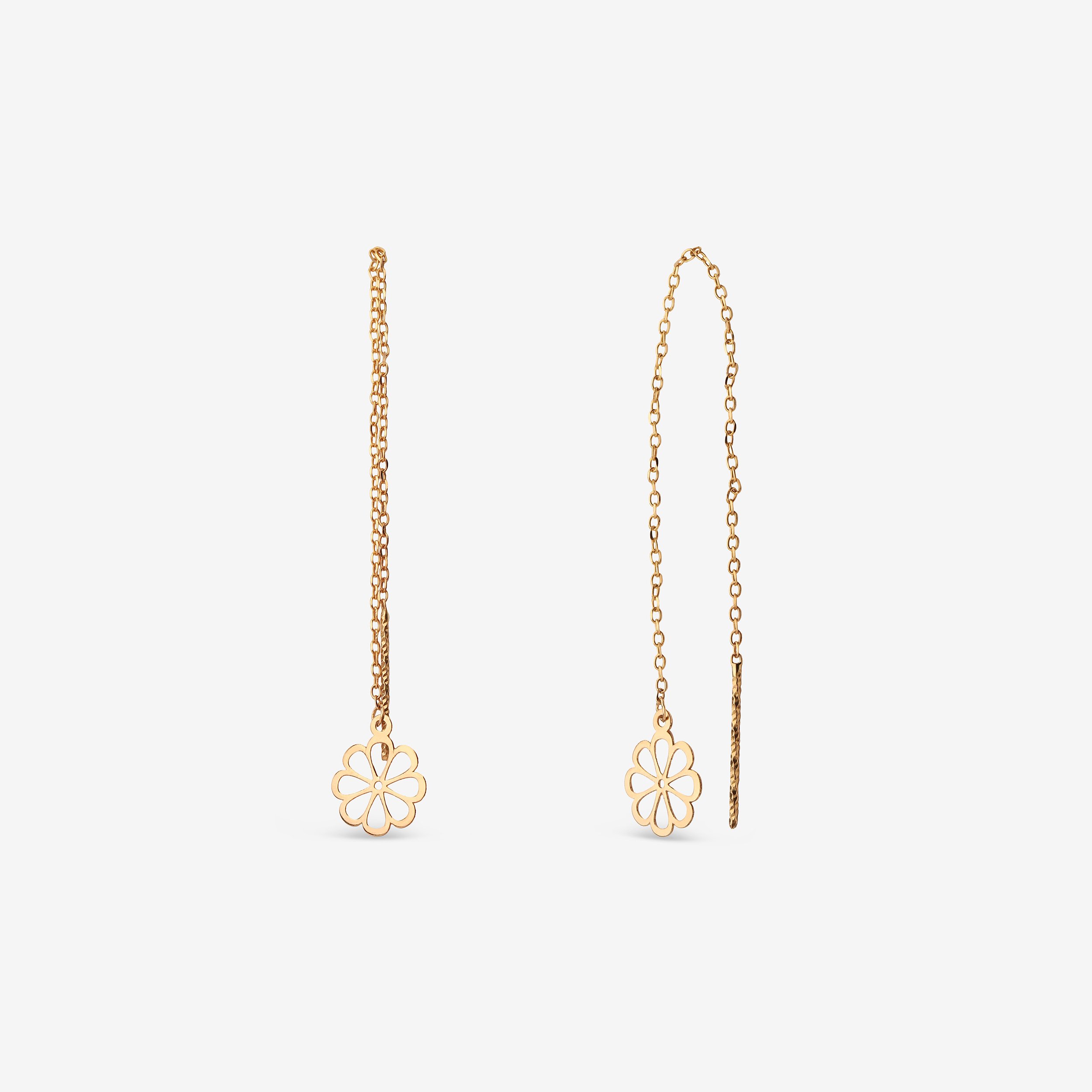 گوشواره بخیه‌ای طلا 18 عیار زنانه نیکان گلد مدل گل 124 — تصویر 1 از 6
