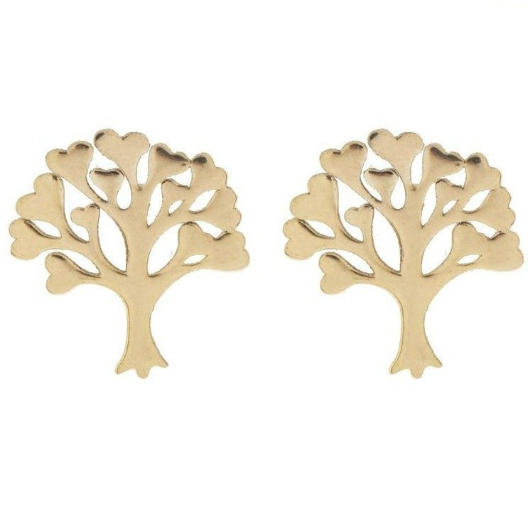گوشواره میخی طلا 18 عیار زنانه نیکان گلد مدل درخت 1123 — تصویر 1 از 2