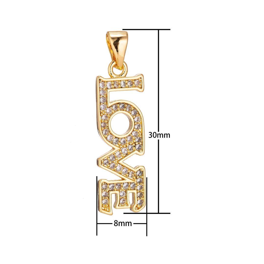 آویز گردنبند طلا 18 عیار زنانه قیراط طرح Love کد GH2832 — تصویر 3 از 4