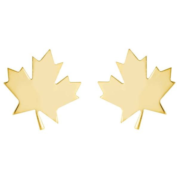 گوشواره میخی طلا 18 عیار زنانه نیکان گلد مدل برگ — تصویر 1 از 4