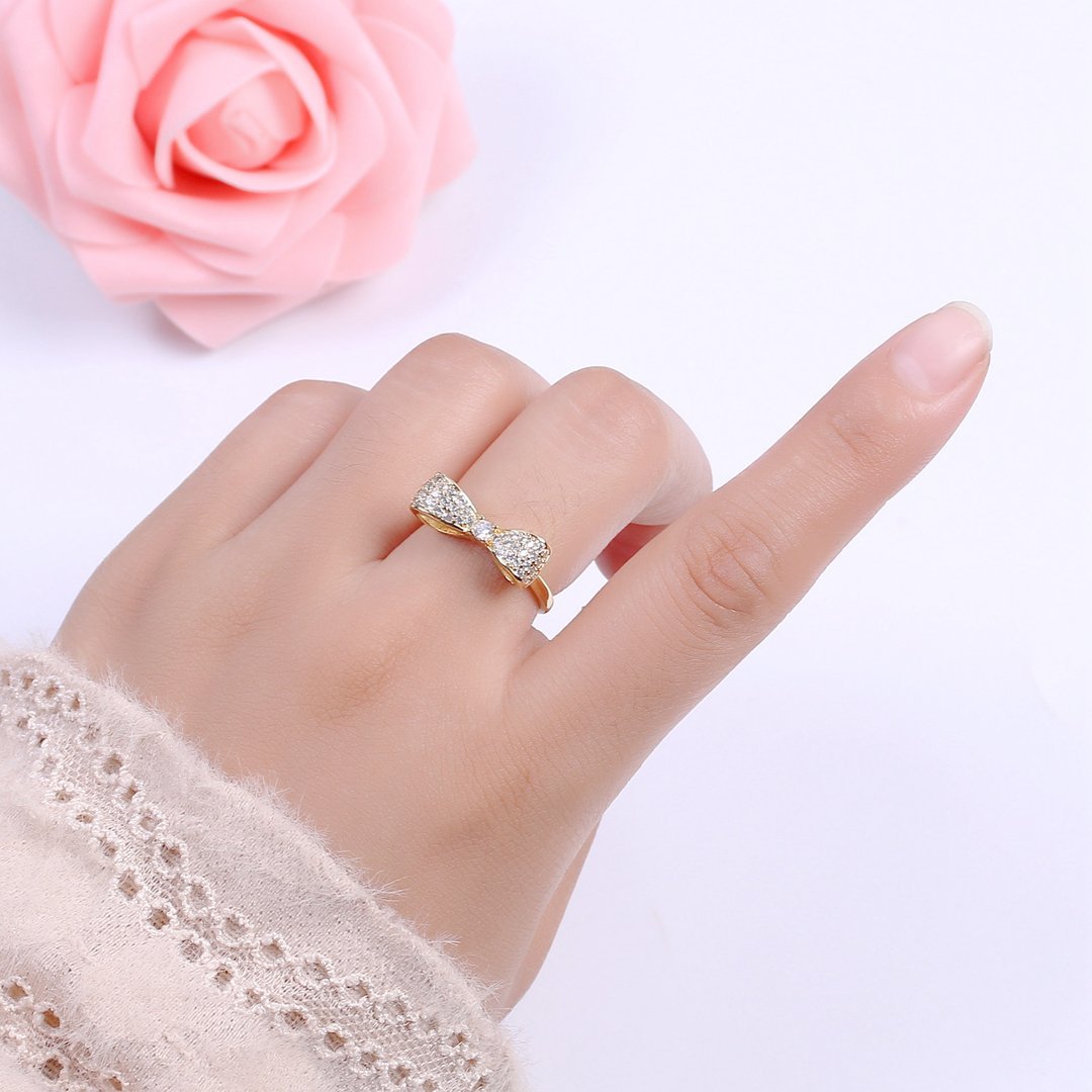 انگشتر طلا 18 عیار زنانه قیراط طرح پاپیون کد GH2649 — تصویر 4 از 5