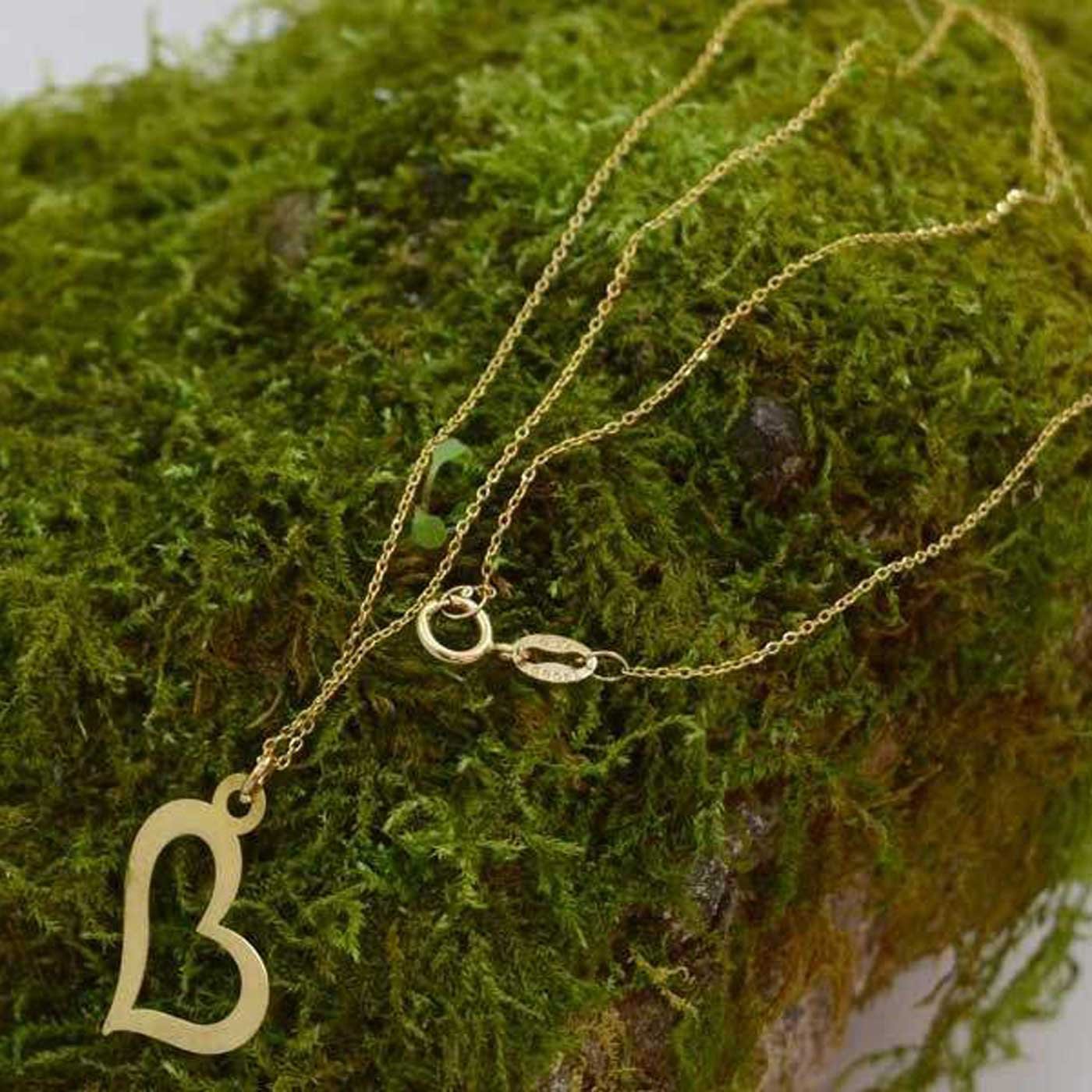 گردنبند طلا 18 عیار زنانه با زنجیر حلقه‌ای (فلامینگو) نیکان گلد مدل قلب — تصویر 2 از 4