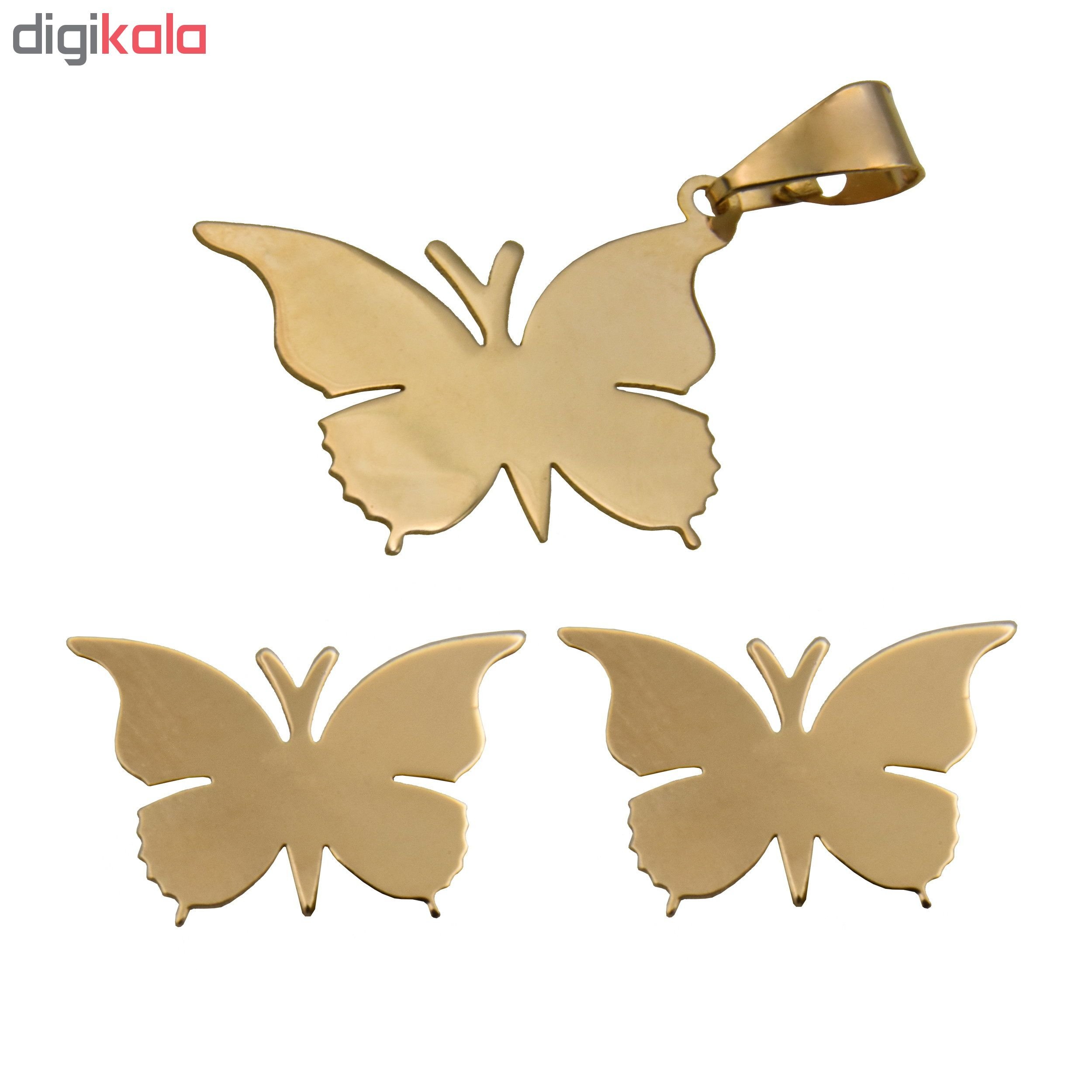 نیم ست طلا 18 عیار زنانه طرح پروانه کد 453M171 — تصویر 2 از 4