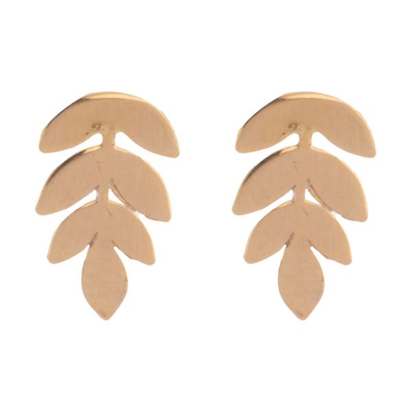 گوشواره میخی طلا 18 عیار دخترانه نیکان گلد مدل گندم — تصویر 1 از 4