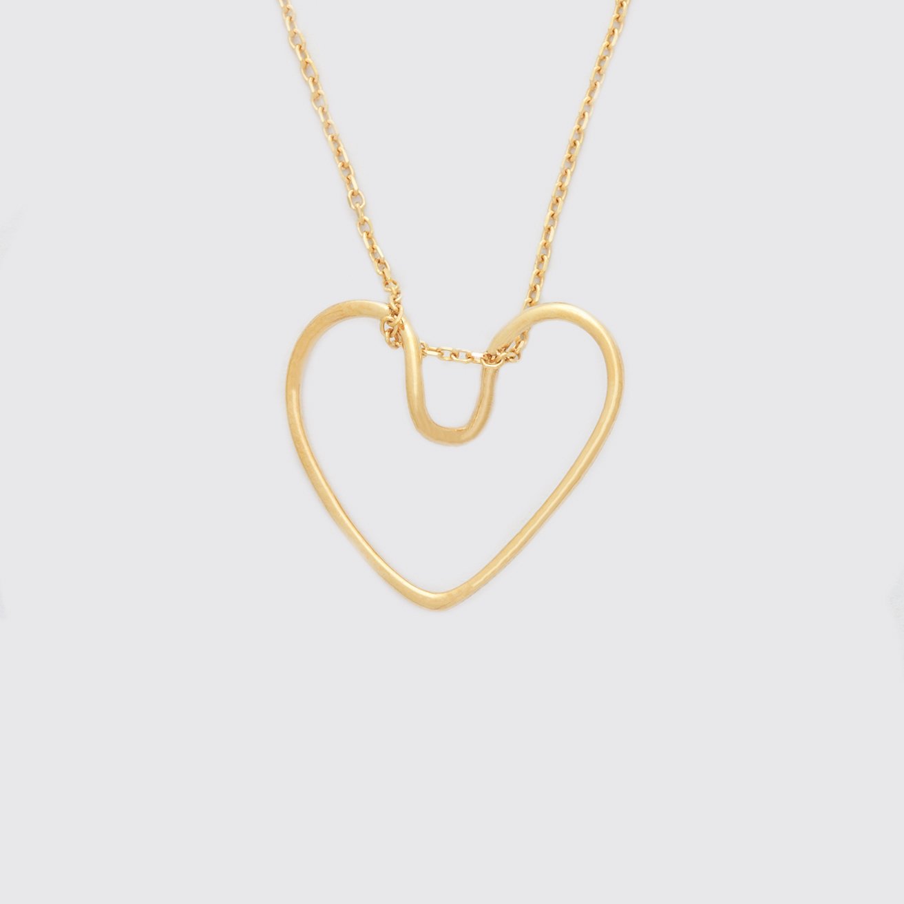 گردنبند طلا 18 عیار زنانه با زنجیر حلقه‌ای (فلامینگو) نیکان گلد مدل قلبی 11263 — تصویر 1 از 3