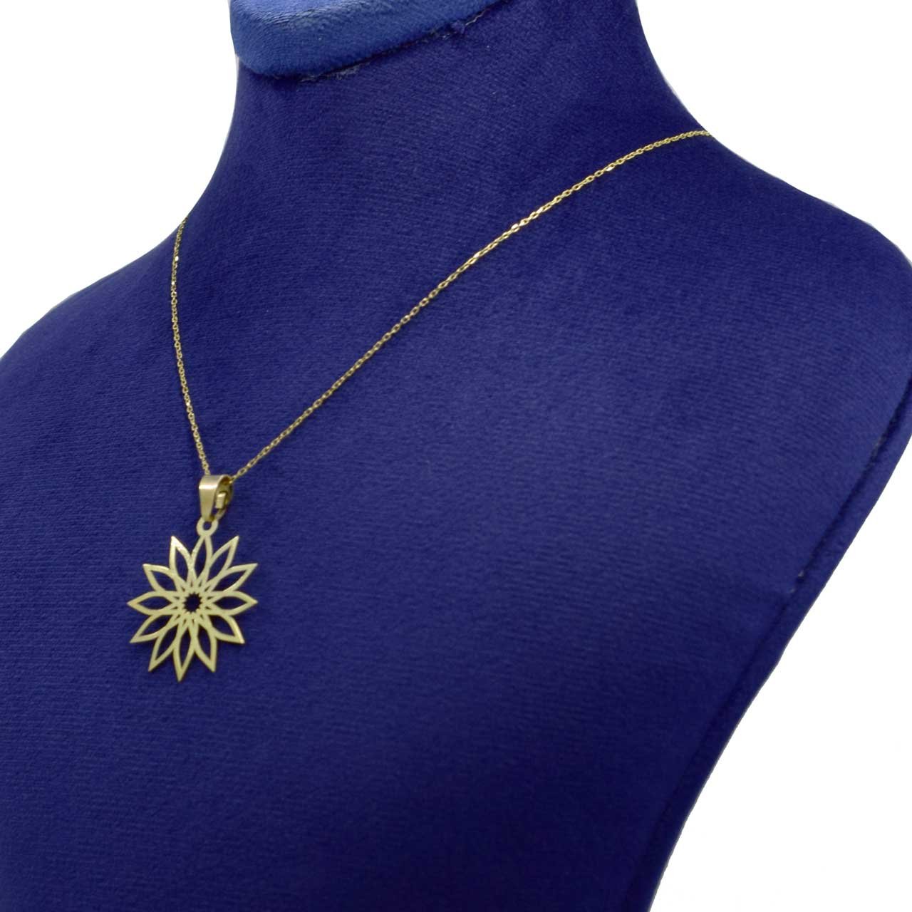 گردنبند طلا 18 عیار زنانه با زنجیر حلقه‌ای (فلامینگو) نیکان گلد مدل گل — تصویر 3 از 4