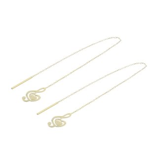 گوشواره طلا 18 عیار زنانه مدل بخیه ای طرح نت موسیقی کد GE005 — تصویر 2 از 2