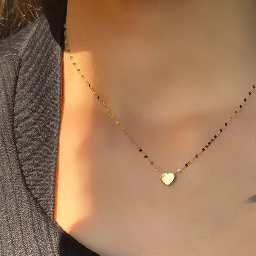 گردنبند طلا 18 عیار زنانه با زنجیر حلقه‌ای (فلامینگو) نیکان گلد مدل قلب — تصویر 2 از 3