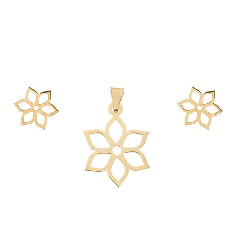 نیم ست طلا 18 عیار زنانه مدل گل کد S2030 — تصویر 1 از 4