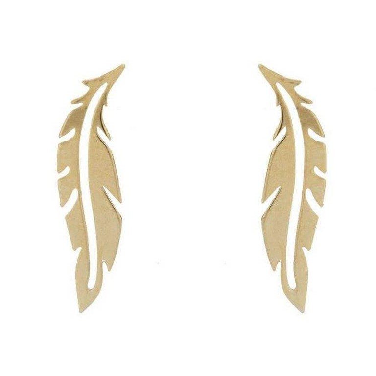گوشواره طلا 18 عیار زنانه قیراط طرح پر کد GH3890 — تصویر 2 از 4