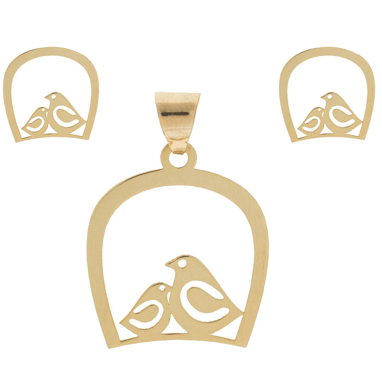 نیم ست طلا 18 عیار زنانه طرح پرنده کد SG566 — تصویر 1 از 6