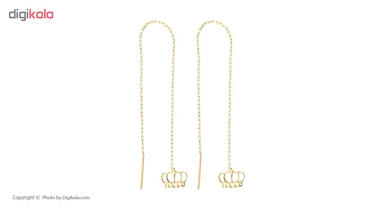 گوشواره طلا 18 عیار زنانه طرح تاج کد EL-005 — تصویر 3 از 5