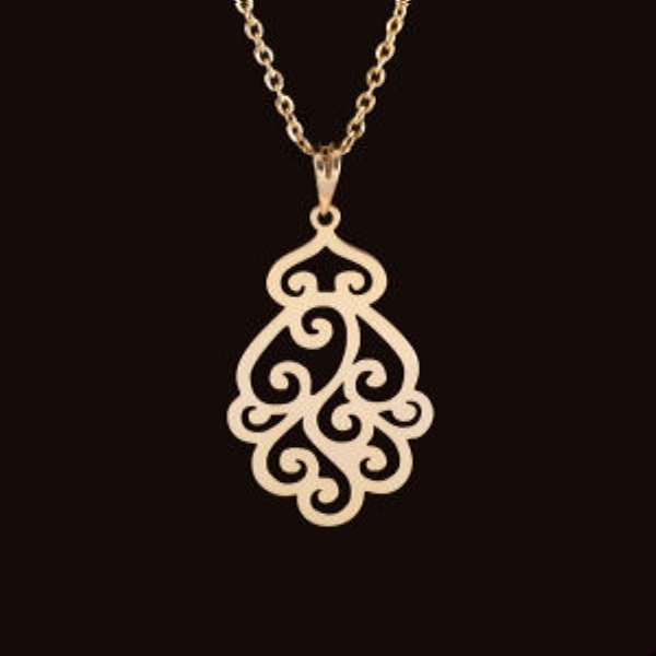 گردنبند طلا 18 عیار زنانه مدل اسلیمی — تصویر 1 از 2