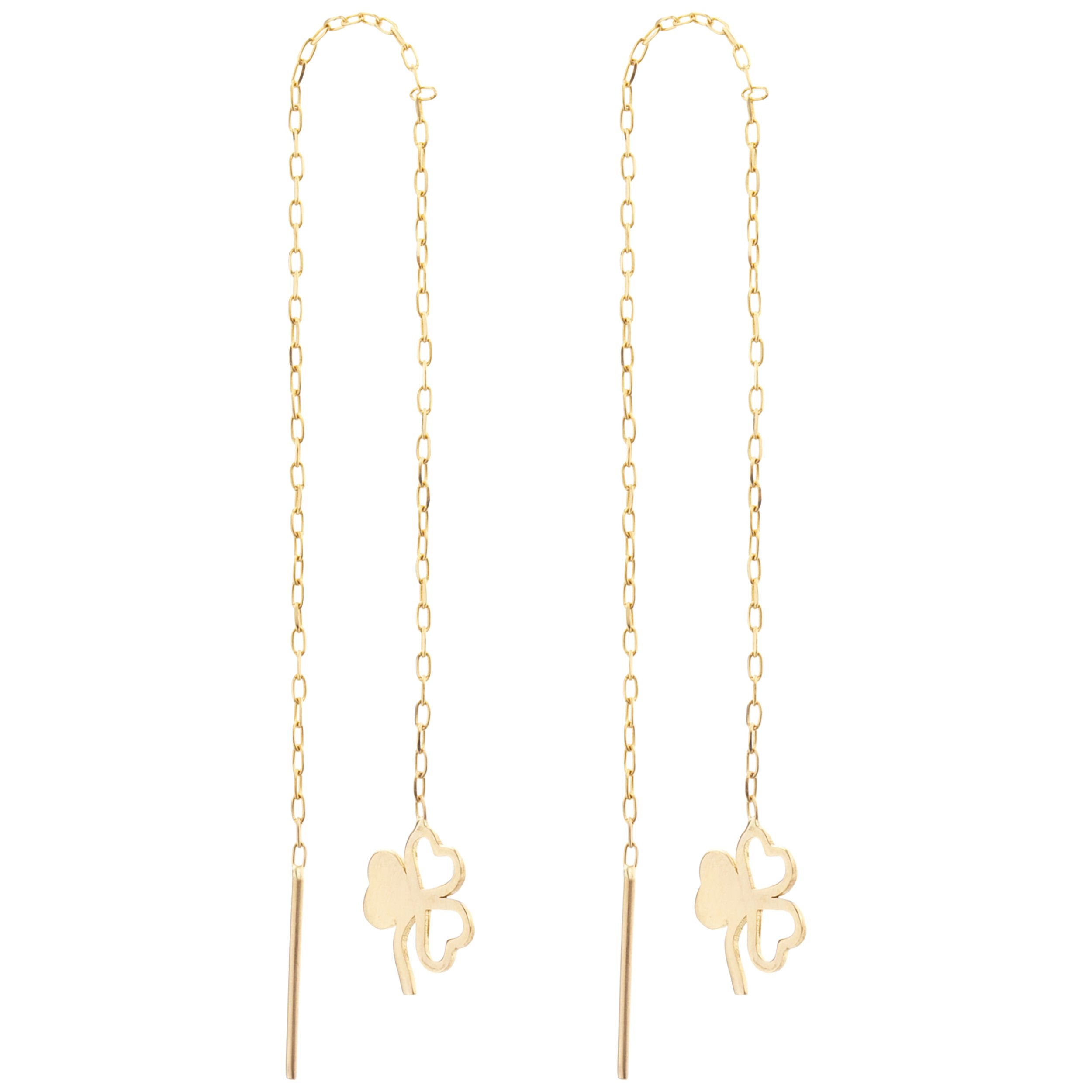 گوشواره طلا 18 عیار زنانه طرح برگ سه پر کد EL-006 — تصویر 1 از 4