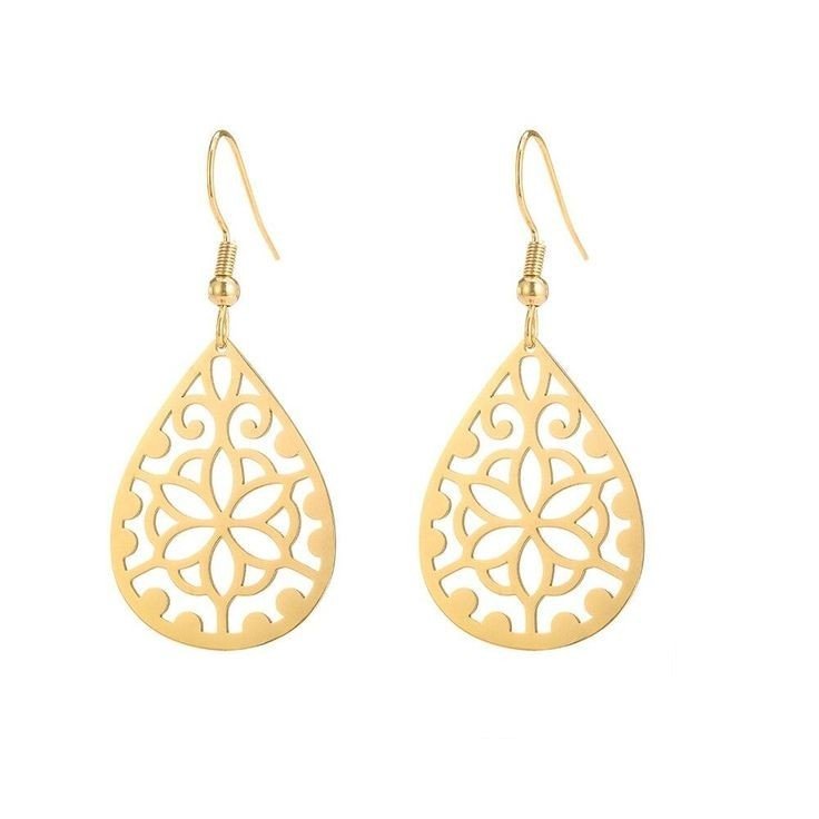 گوشواره طلا 18 عیار زنانه قیراط طرح اشک کد GH3675 — تصویر 2 از 4