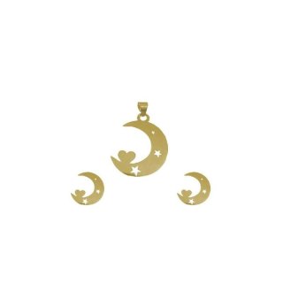 نیم ست طلا 18 عیار زنانه مدل ماه و قلب کد GH6328 — تصویر 2 از 2