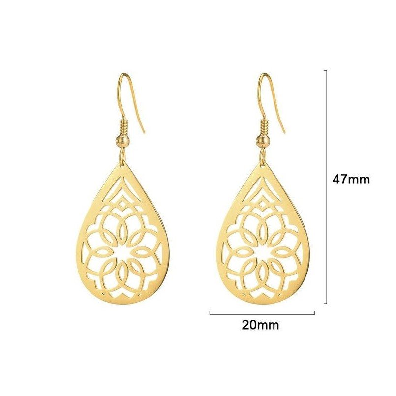 گوشواره طلا 18 عیار زنانه قیراط طرح اشک کد GH3680 — تصویر 3 از 4