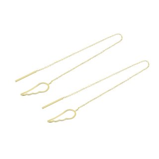 گوشواره طلا 18 عیار زنانه طرح پر مدل بخیه ای GE004 — تصویر 2 از 2