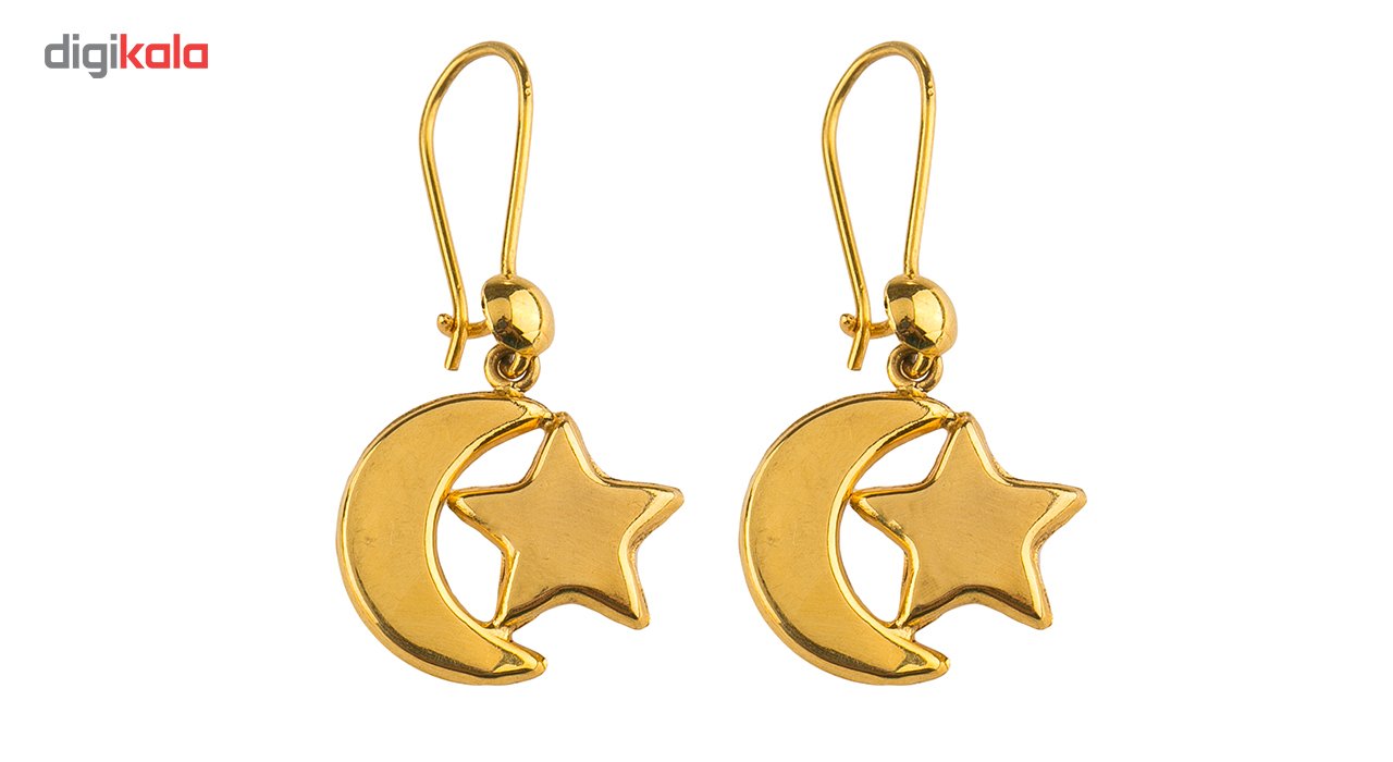 گوشواره طلا 18عیار گالری طلاچی مدل آویز ماه و ستاره — تصویر 2 از 4