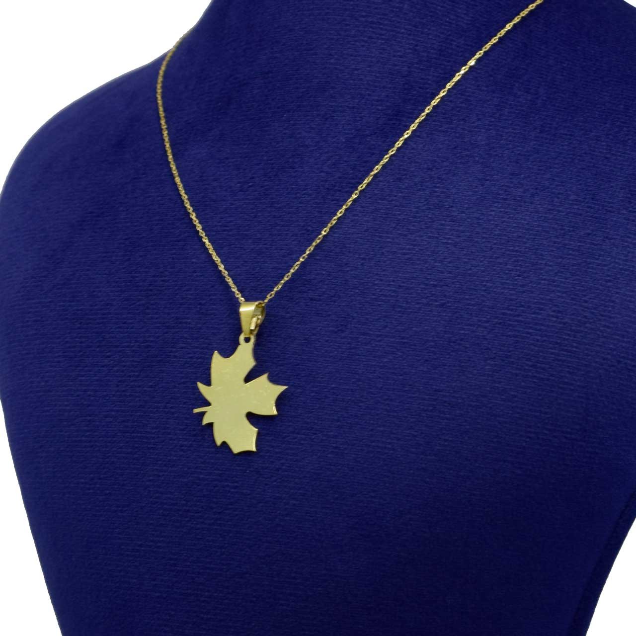 گردنبند طلا 18 عیار زنانه با زنجیر حلقه‌ای (فلامینگو) نیکان گلد مدل برگ — تصویر 3 از 6