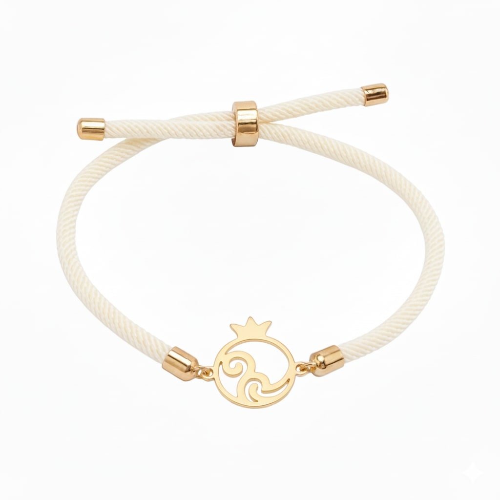 دستبند طلا 18 عیار زنانه با بند نخی نیکان گلد مدل انار 890 — تصویر 1 از 2