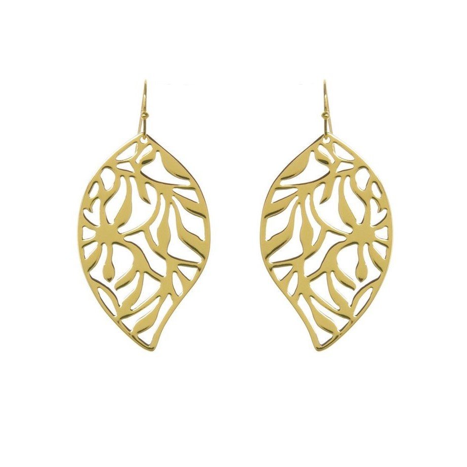 گوشواره طلا 18 عیار زنانه قیراط طرح برگ کد GH3664 — تصویر 2 از 3