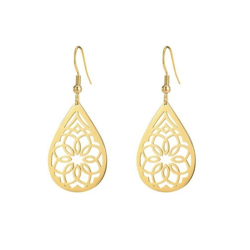 گوشواره طلا 18 عیار زنانه قیراط طرح اشک کد GH3680 — تصویر 2 از 4