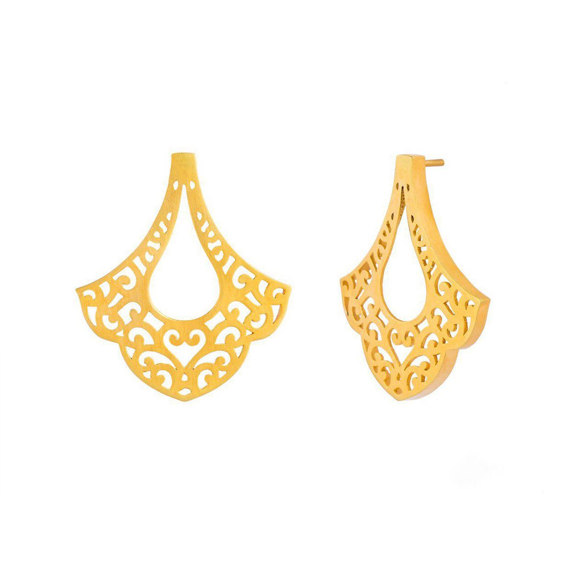 گوشواره میخی طلا 18 عیار دخترانه نیکان گلد مدل کلاسیک — تصویر 2 از 3