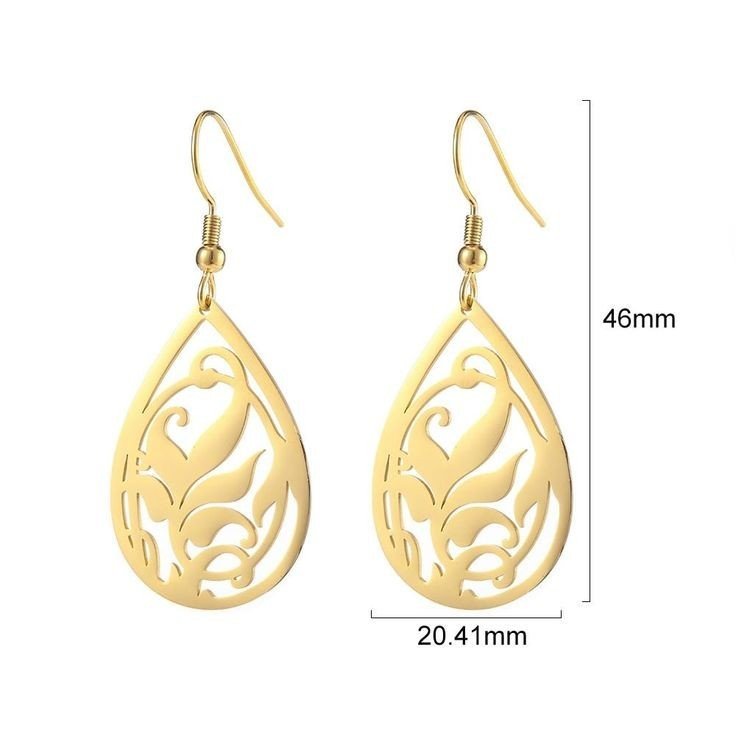 گوشواره طلا 18 عیار زنانه قیراط طرح اشک کد GH3678 — تصویر 3 از 4