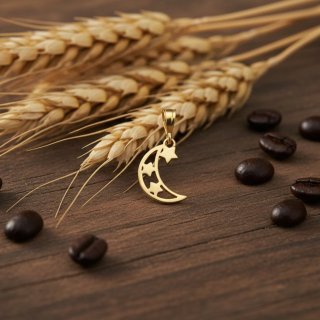 آویز گردنبند طلا 18 عیار زنانه نیکان گلد طرح ماه و ستاره — تصویر 3 از 4