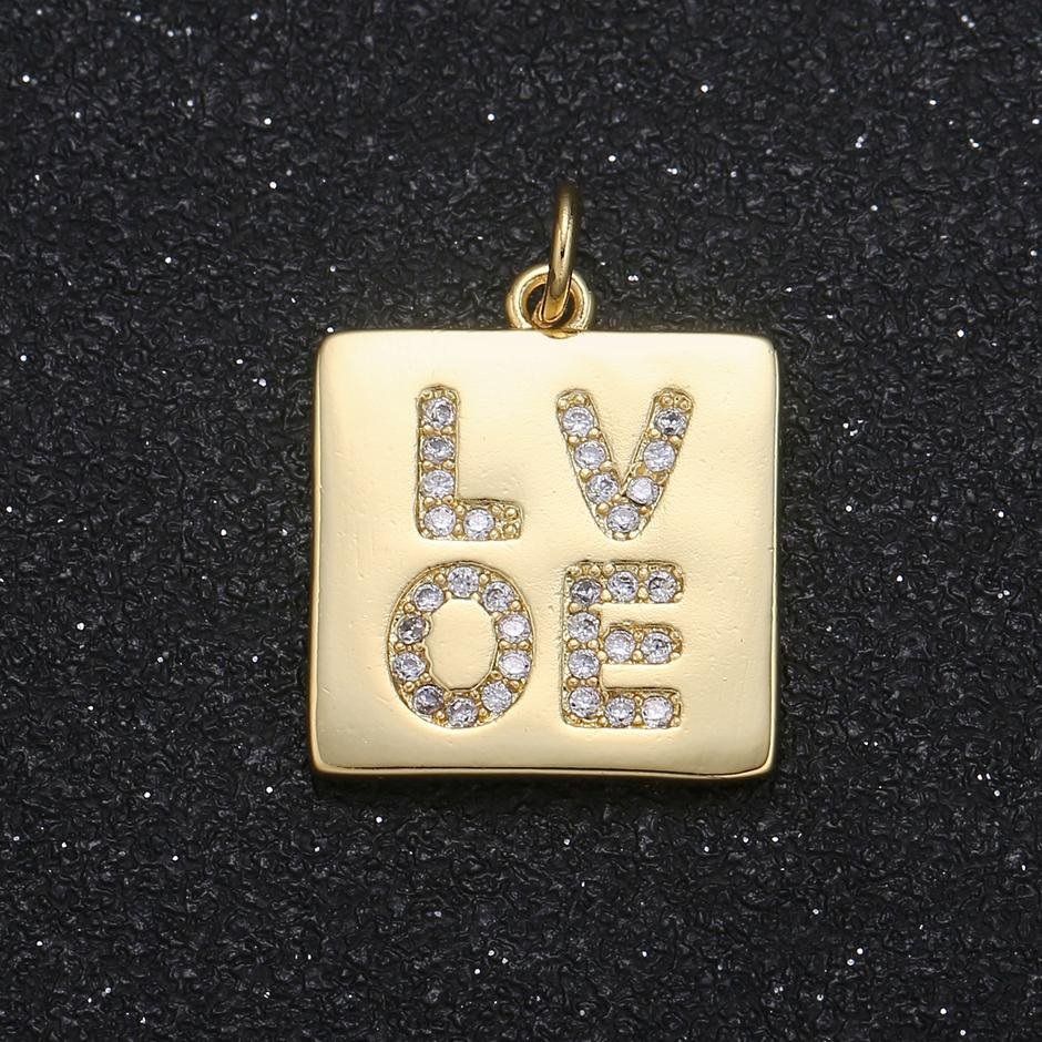 آویز گردنبند طلا 18 عیار زنانه قیراط طرح love کد GH2599 — تصویر 2 از 4