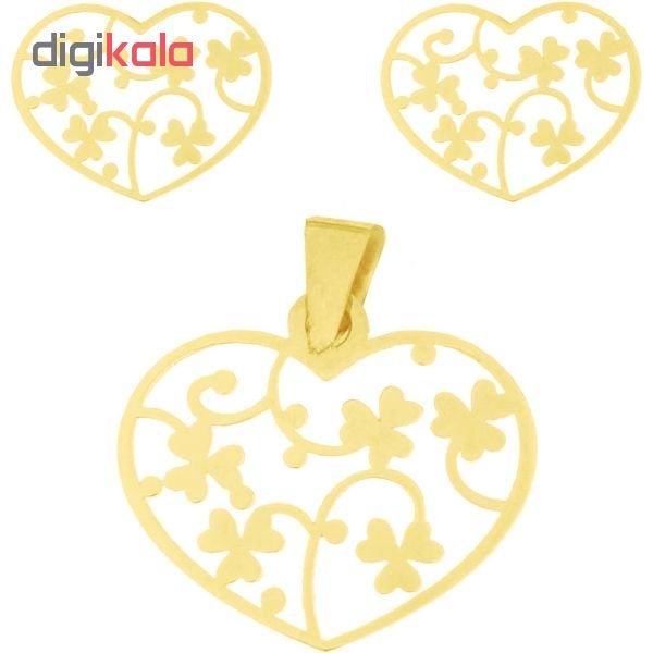 نیم ست طلا 18 عیار زنانه طرح قلب کد UN074 — تصویر 2 از 4