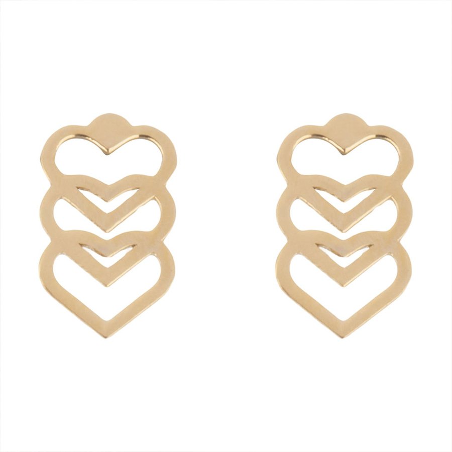 گوشواره میخی طلا 18 عیار زنانه نیکان گلد مدل قلب — تصویر 1 از 2