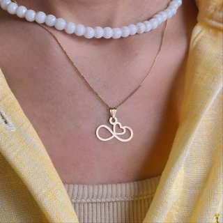 آویز گردنبند طلا 18 عیار زنانه نیکان گلد طرح قلب بینهایت — تصویر 4 از 4
