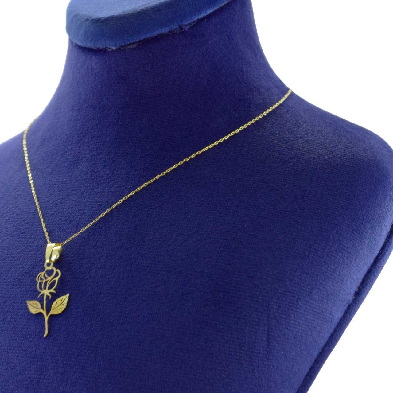 گردنبند طلا 18 عیار زنانه با زنجیر حلقه‌ای (فلامینگو) نیکان گلد مدل شاخه گل — تصویر 2 از 4