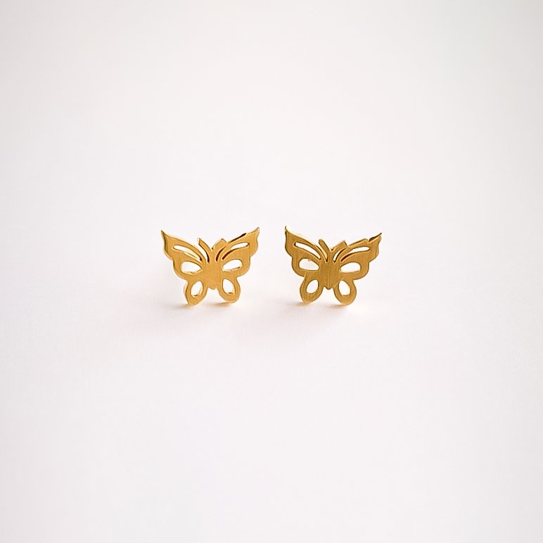 گوشواره طلا 18 عیار زنانه مدل پروانه میخی — تصویر 4 از 6