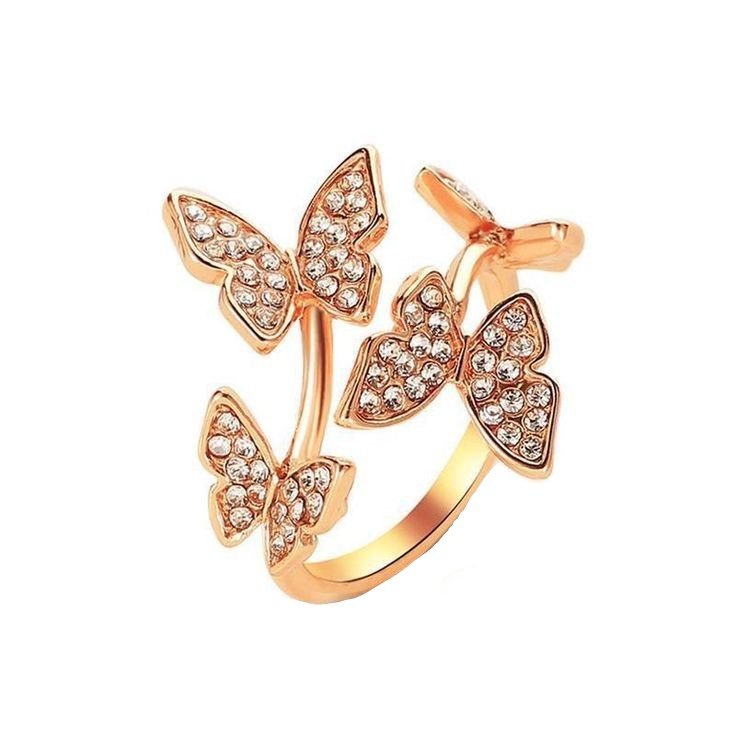 انگشتر طلا 18 عیار زنانه قیراط طرح پروانه کد GH3611 — تصویر 2 از 3