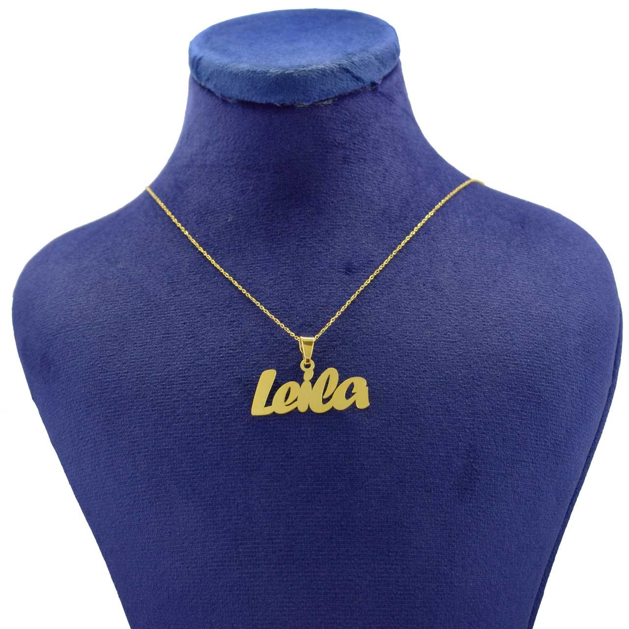 گردنبند طلا 18 عیار زنانه با زنجیر حلقه‌ای (فلامینگو) نیکان گلد مدل اسم لیلا 222 — تصویر 1 از 2