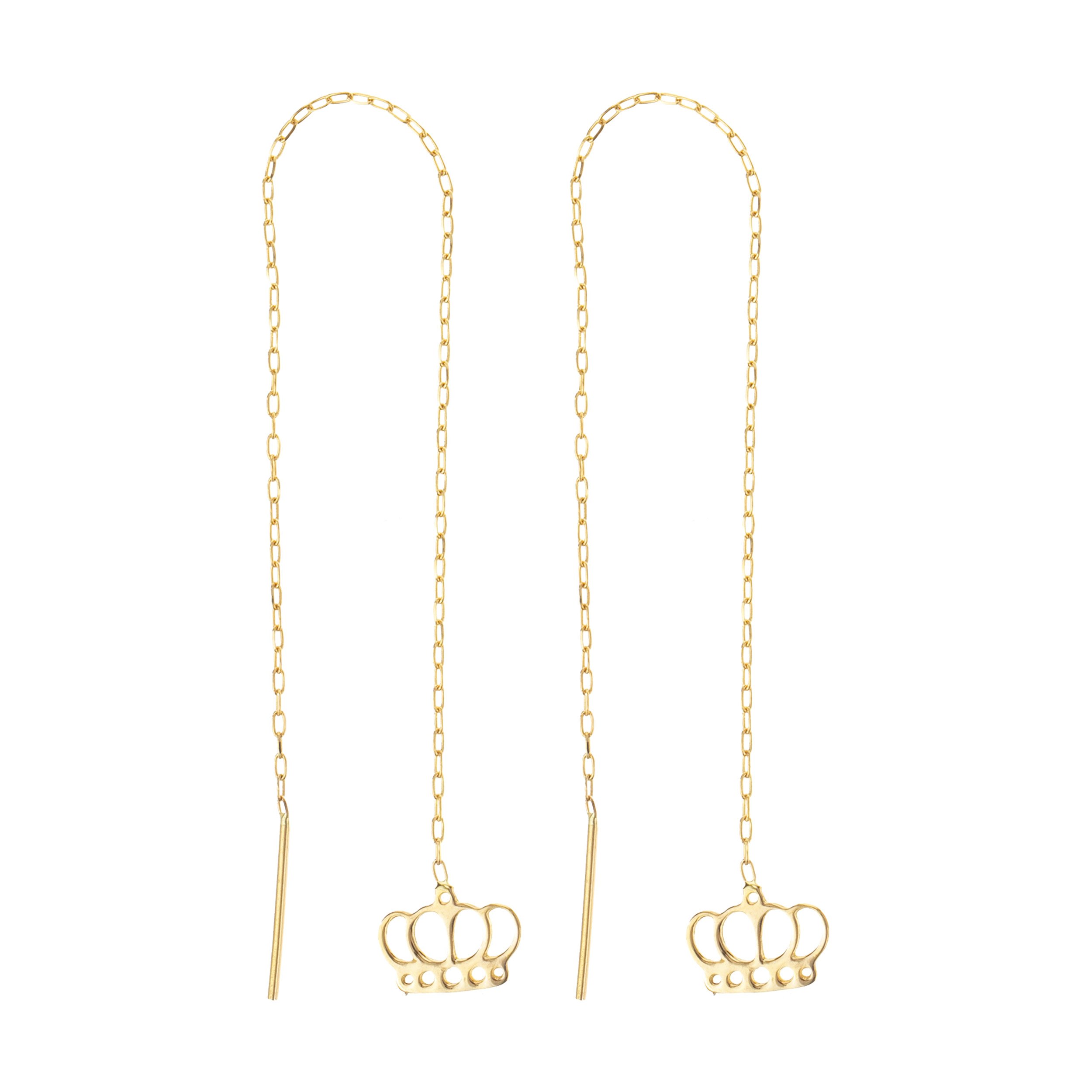 گوشواره طلا 18 عیار زنانه طرح تاج کد EL-005 — تصویر 1 از 5
