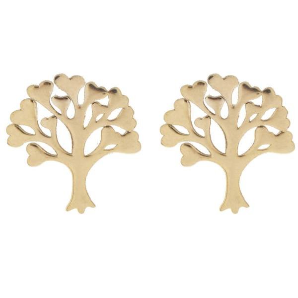گوشواره میخی طلا 18 عیار زنانه نیکان گلد مدل درخت