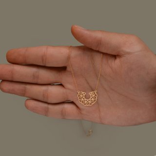 گردنبند طلا 18 عیار زنانه با زنجیر حلقه‌ای (فلامینگو) نیکان گلد مدل گل — تصویر 3 از 3