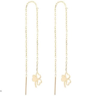 گوشواره طلا 18 عیار زنانه طرح برگ سه پر کد EL-006 — تصویر 3 از 4