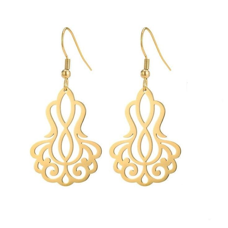 گوشواره طلا 18 عیار زنانه قیراط طرح گل کد GH3696 — تصویر 1 از 4