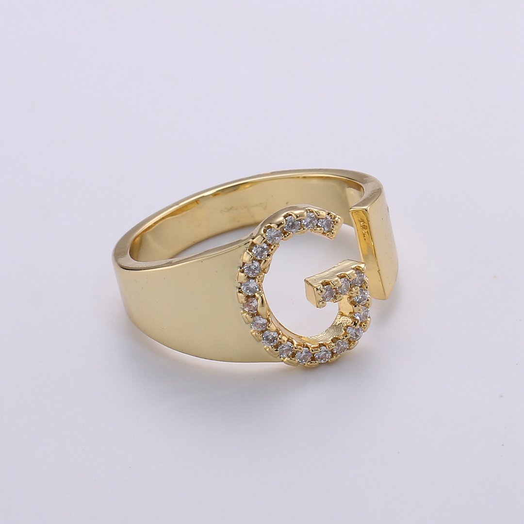 انگشتر طلا 18 عیار زنانه قیراط طرح G کد GH3405 — تصویر 1 از 3