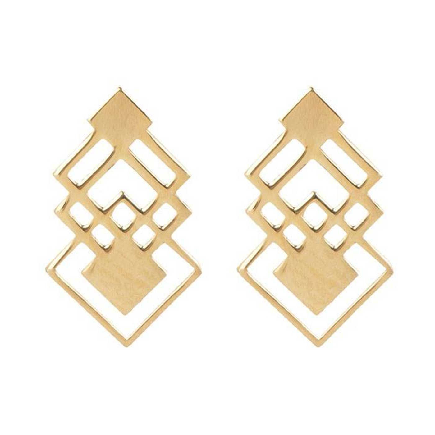 گوشواره میخی طلا 18 عیار زنانه نیکان گلد مدل لوزی — تصویر 1 از 3