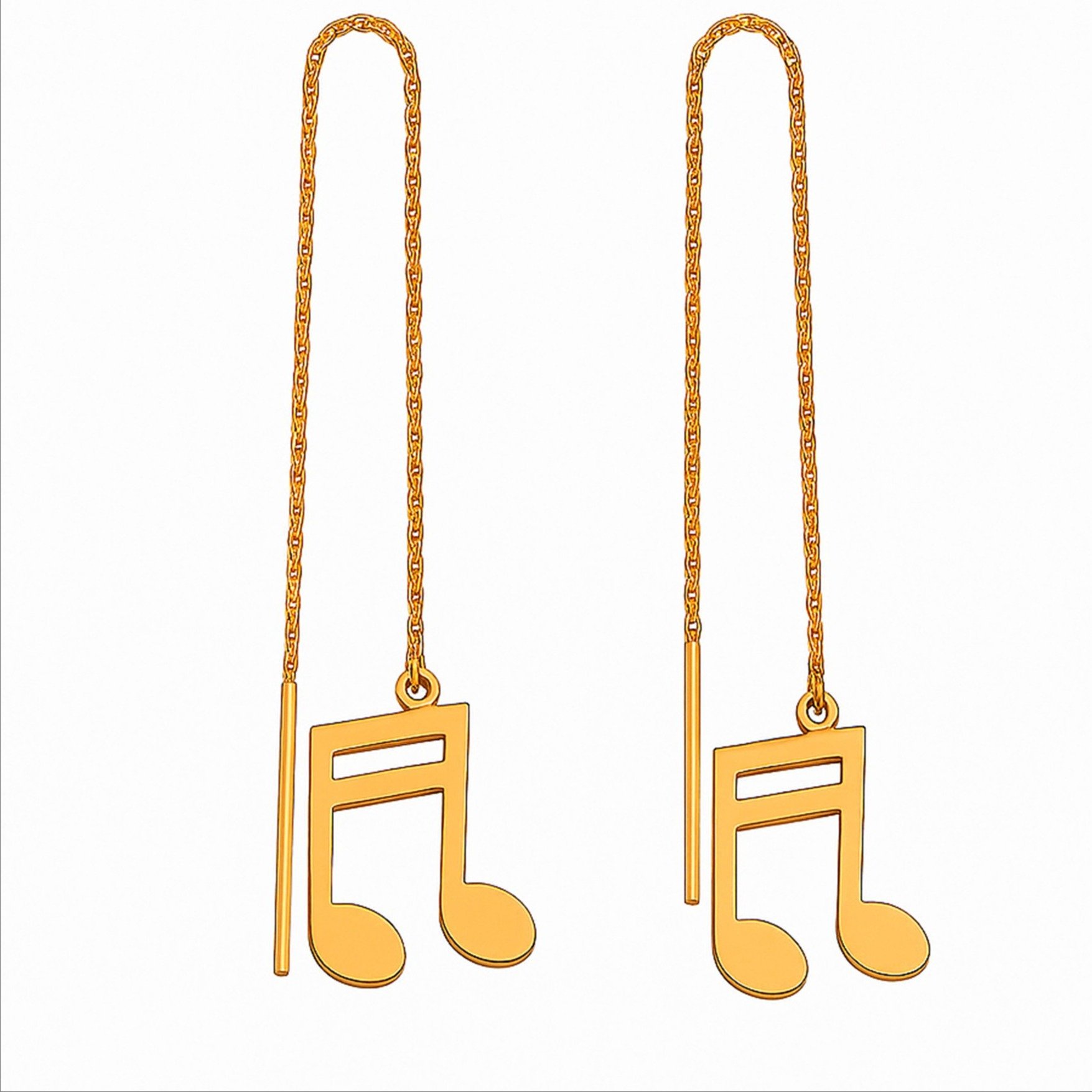 گوشواره بخیه‌ای طلا 18 عیار زنانه نیکان گلد مدل نت موسیقی 5434 — تصویر 1 از 2