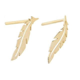 گوشواره طلا 18 عیار زنانه قیراط طرح پر کد GH3890 — تصویر 3 از 4