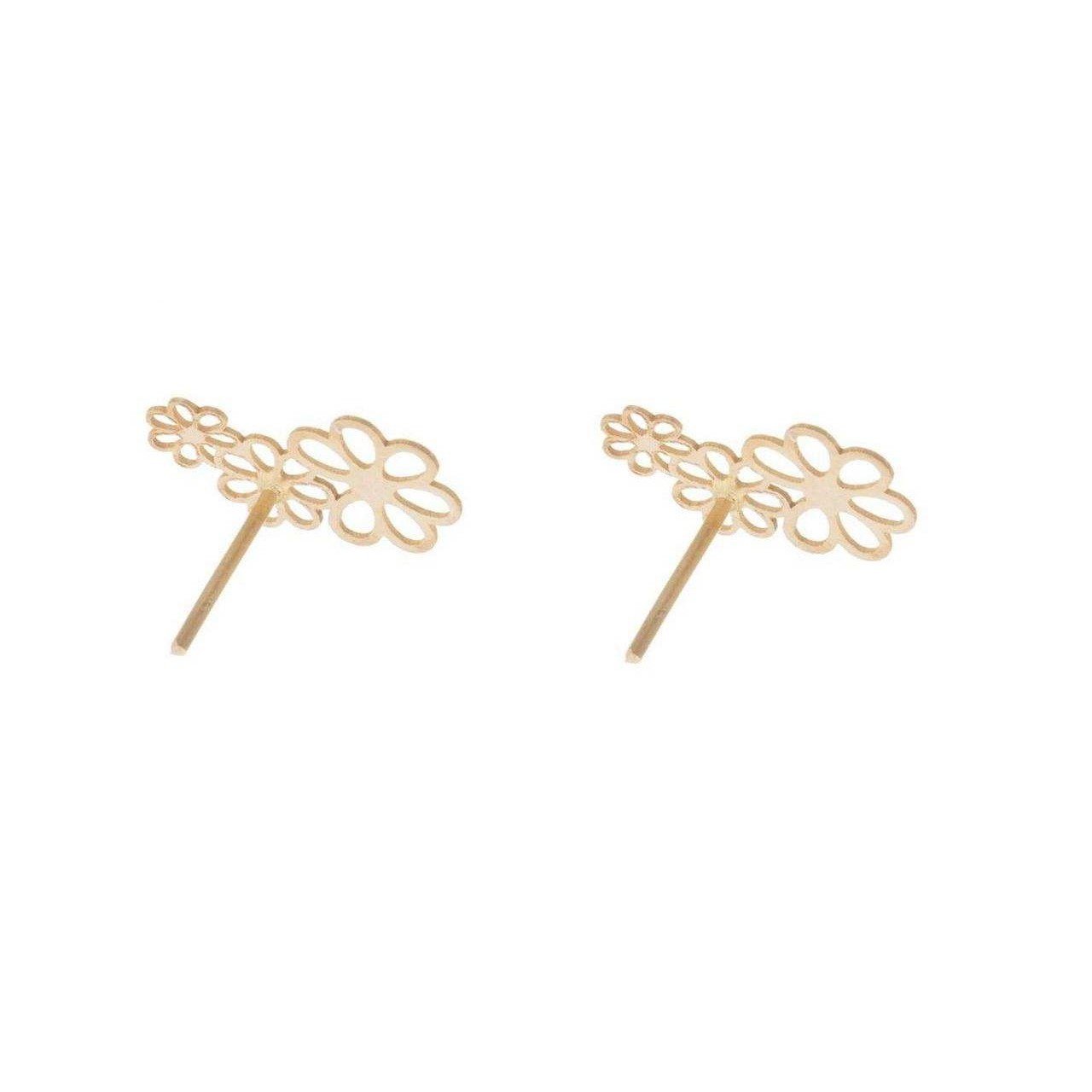 گوشواره طلا 18 عیار زنانه قیراط طرح گل کد GH3891 — تصویر 3 از 4