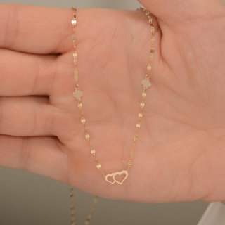 گردنبند طلا 18 عیار زنانه با زنجیر حلقه‌ای (فلامینگو) نیکان گلد مدل قلب — تصویر 3 از 3
