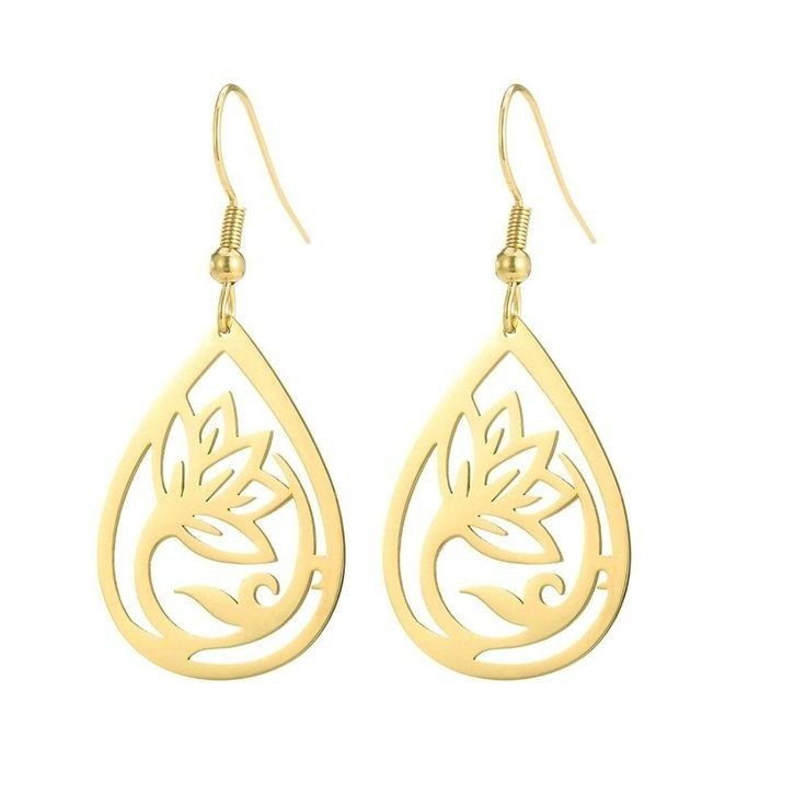 گوشواره طلا 18 عیار زنانه قیراط طرح اشک کد GH3695 — تصویر 1 از 4